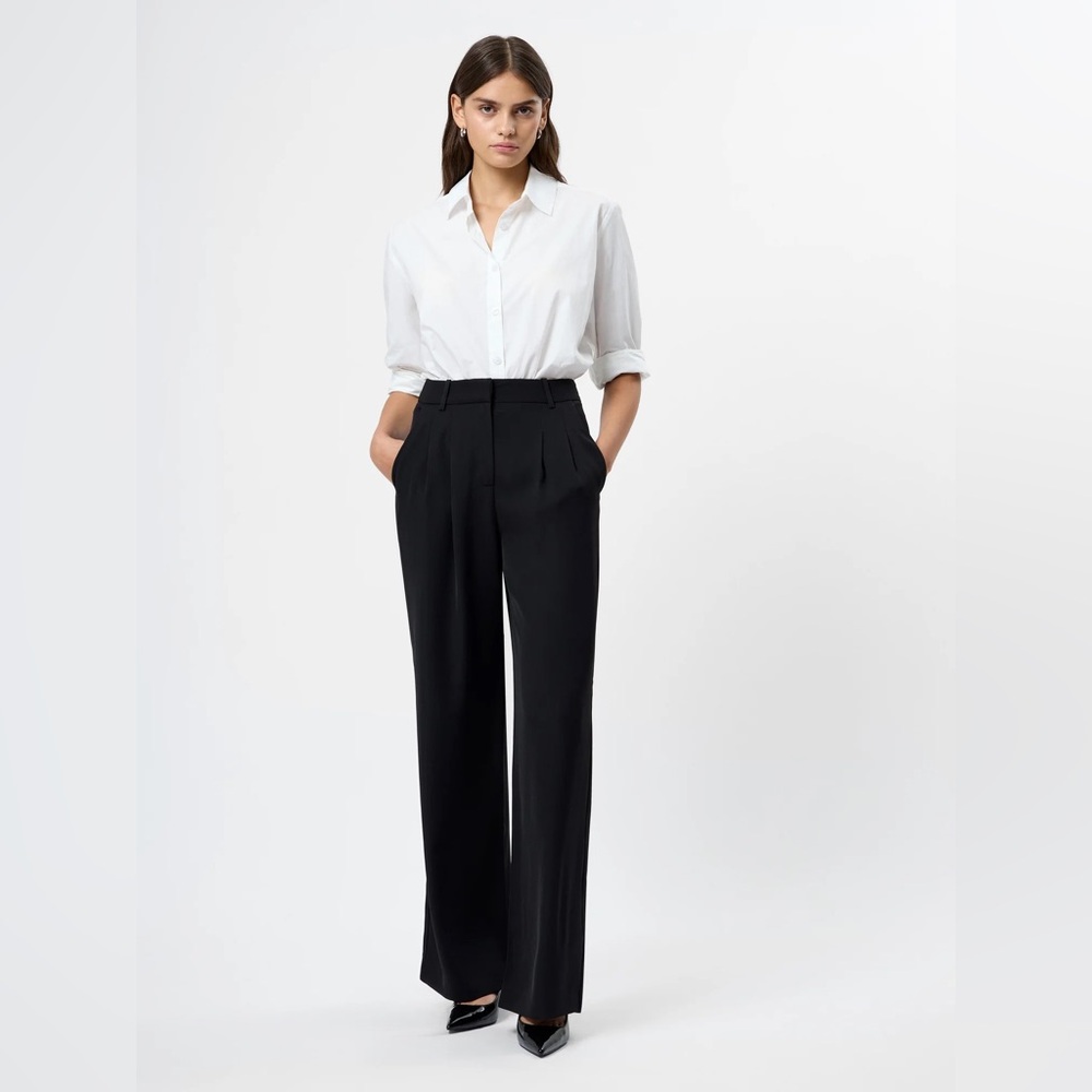 French Connection Harry Wide-Leg Suiting Trousers in Black size 6